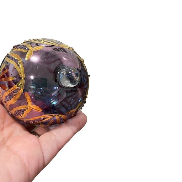 VTG Mouth Blown Glass Hand Painted Christmas Ornament Gold/Purple Ball Egypt EUC - Picture 11 of 12